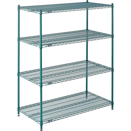 Nexel Wire Shelving, Green Epoxy, 54W X 24D X 86H 24548G